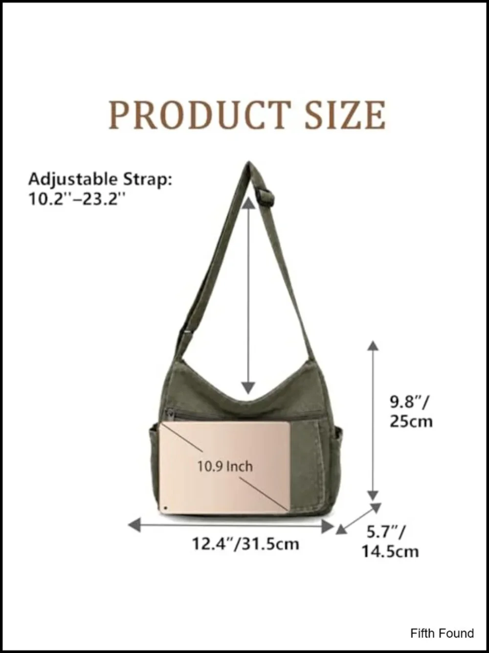 Canvas Shoulder Bag Multiple Pockets Crossbody Satchel
